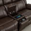 Canapé inclinable électrique en cuir véritable à 3 sièges et double moteur avec appui-tête électrique-121084173
