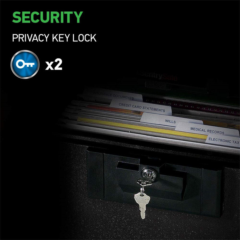 Fireproof Document Box With Key Lock, Safe Secures Files And Documents For Home Or Office