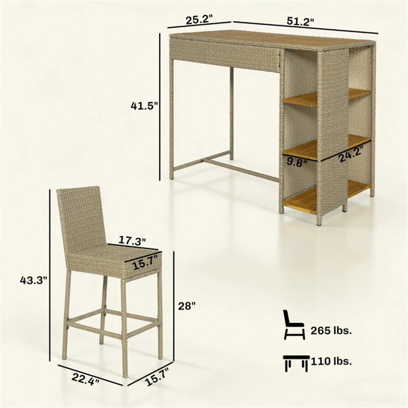 Ensemble de mobilier de jardin, Natural