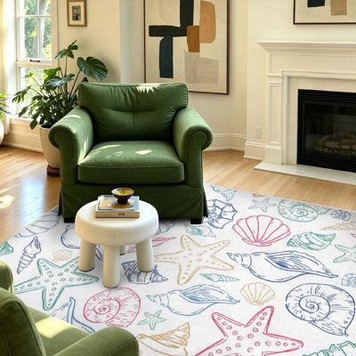 Clear Machine Washable,Sea Seamless Indoor Area Rug