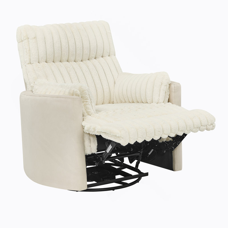 Fauteuil inclinable manuel en velours côtelé Bocaton, Blanc