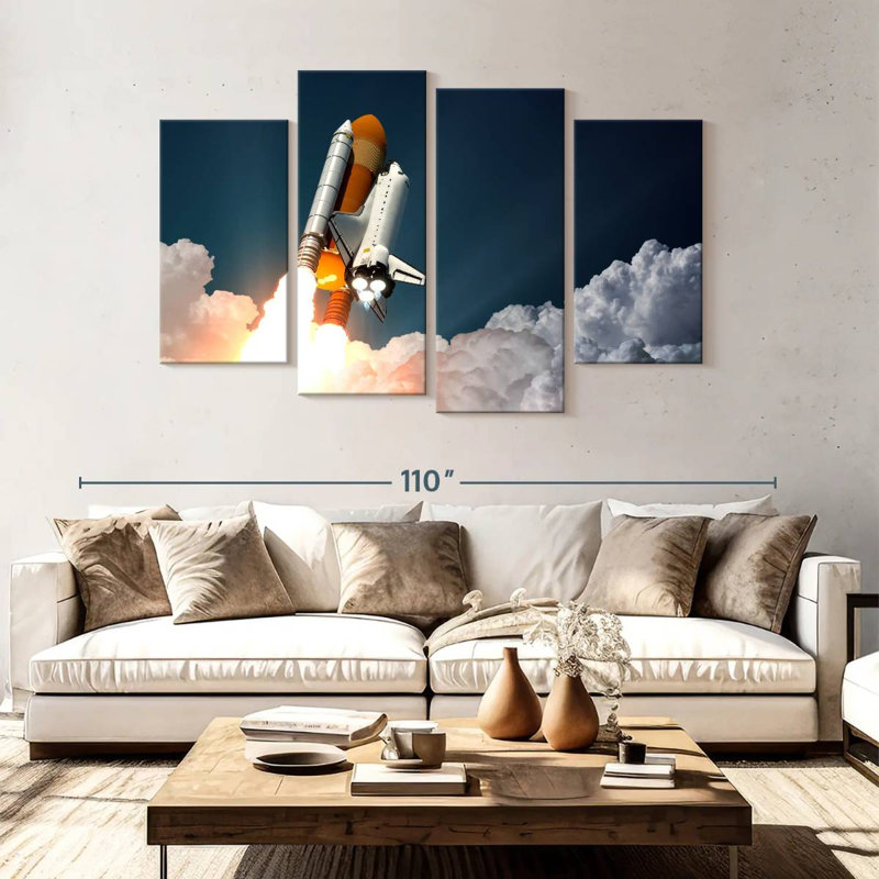 Oberle Rocket Flying To Space, 54" H x 84" W