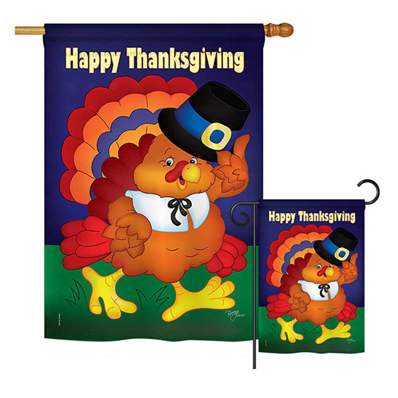Drapeau de jardin / maison en dinde Happy Thanksgiving
