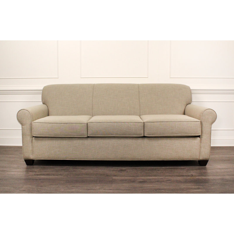 Finn 83" Rolled Arm Sofa Bed with Reversible Cushions, Innerspring, Montana Walnut, Archetype Hemp
