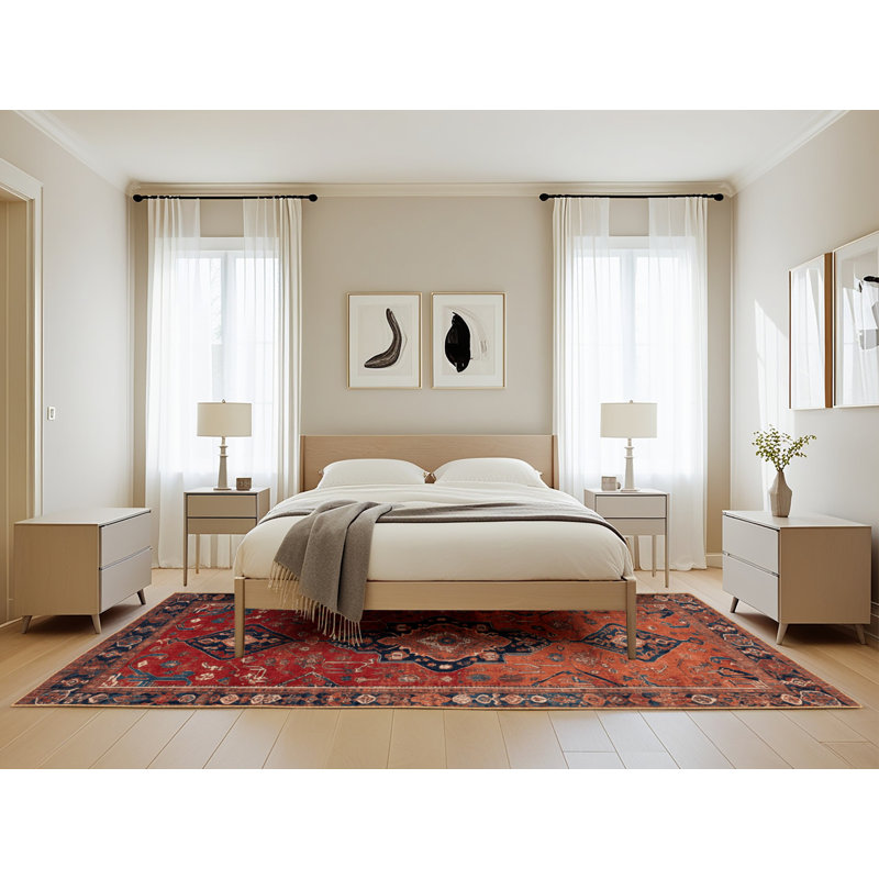 Machine Washable Persian Brown Area Rug, Rectangle 5' x 8'
