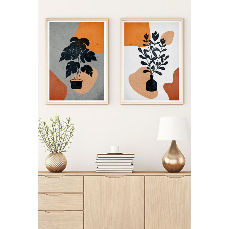 Élégantes peintures décoratives en panneau de fibres à densité moyenne (2 pièces), 19,7 po x 27,6 po chacune | 100% panneau de fibres à densité moyenne avec une épaisseur de 0,12 pouce, cadre 100% en bois massif avec une épaisseur de 1,0 pouce | Élégant art mural pour la décoration intérieure, parfait pour le salon et la chambre à coucher