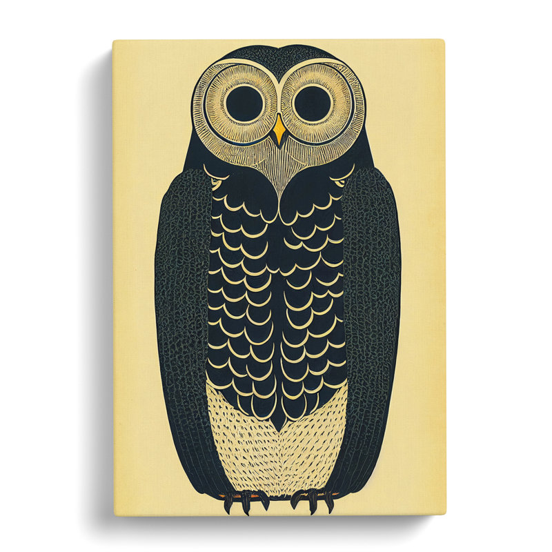 Antique Owl Art No.1 - Wrapped Canvas, 50cm H x 35cm W x 3cm D