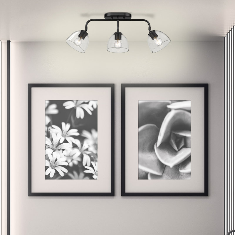 Sunnyvale Glass Semi Flush Mount, Matte Black