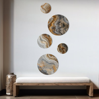 Or et gris A Marble Effect II - Décoration murale abstraite en métal marbré