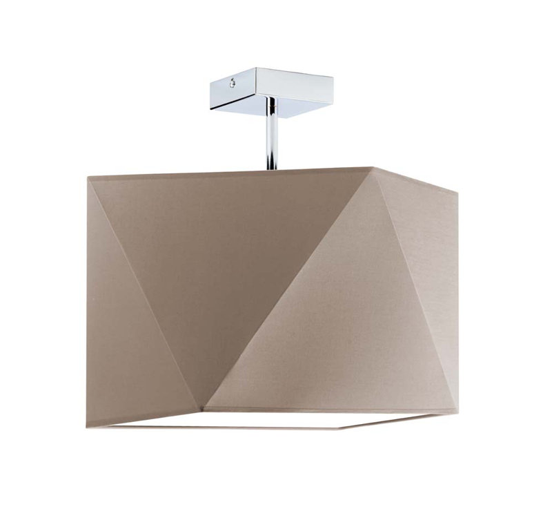 Demarian Fabric Semi Flush Mount, Light Brown, Silver