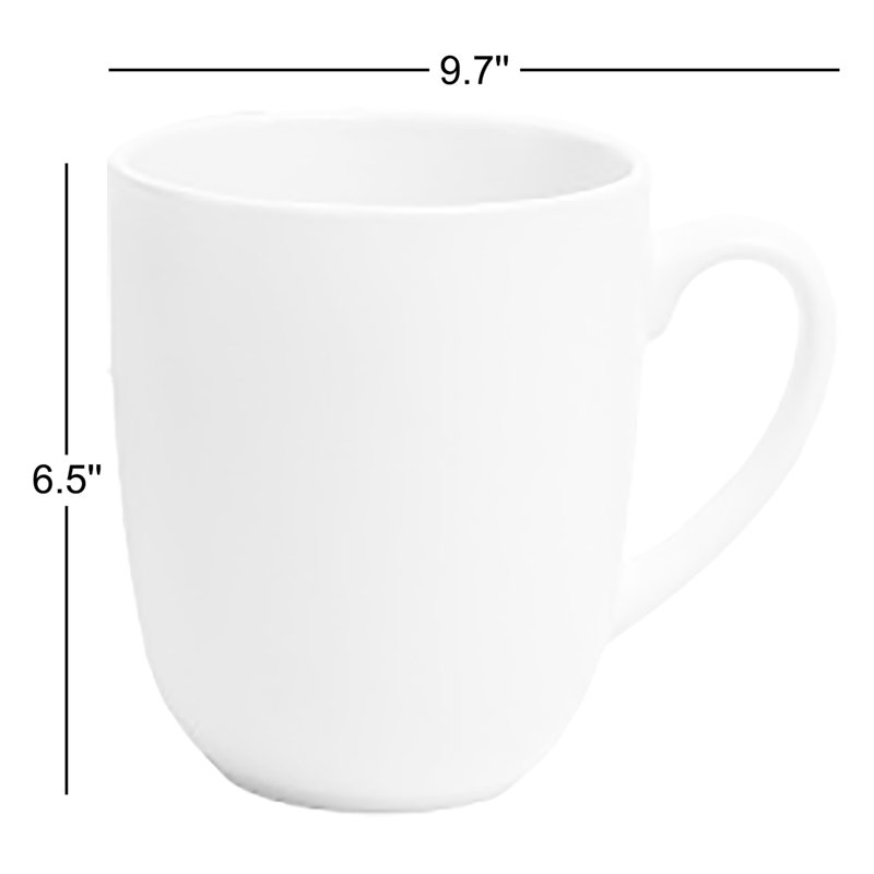 over&back Coupe Semi-Matte Hand-Finished Stoneware Mugs, White