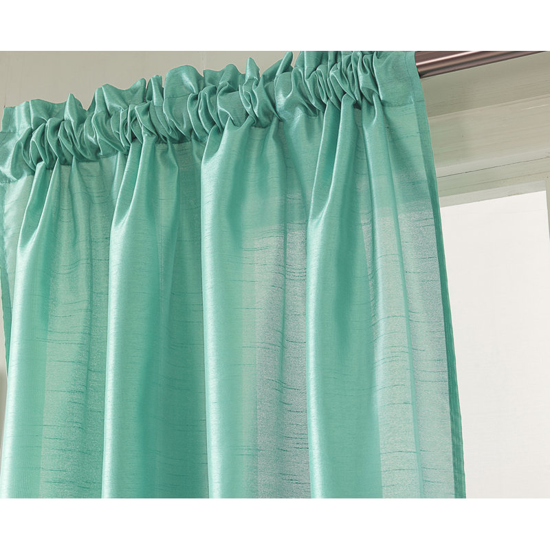 Panneau de rideau de fenêtre semi-transparent Alexzavier, Aigue-marine, l 54 po x L 95 po