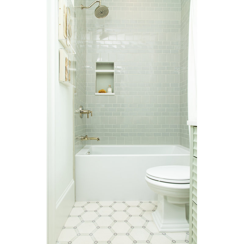 Sydney 66'' L Soaking Bathtub, White, Right, Polished Chrome