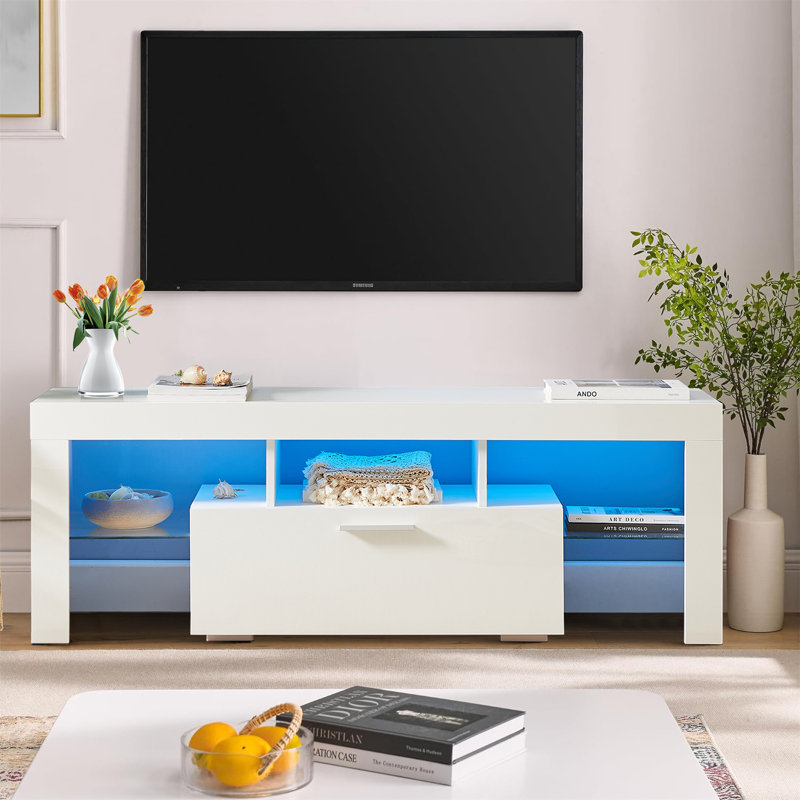 Crédence de rangement l 51,19 po Juvraj, Blanc