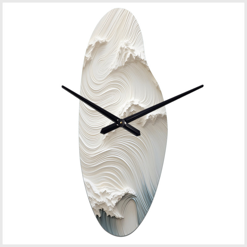 Horloge murale asymétrique en métal blanc et bleu, Médium