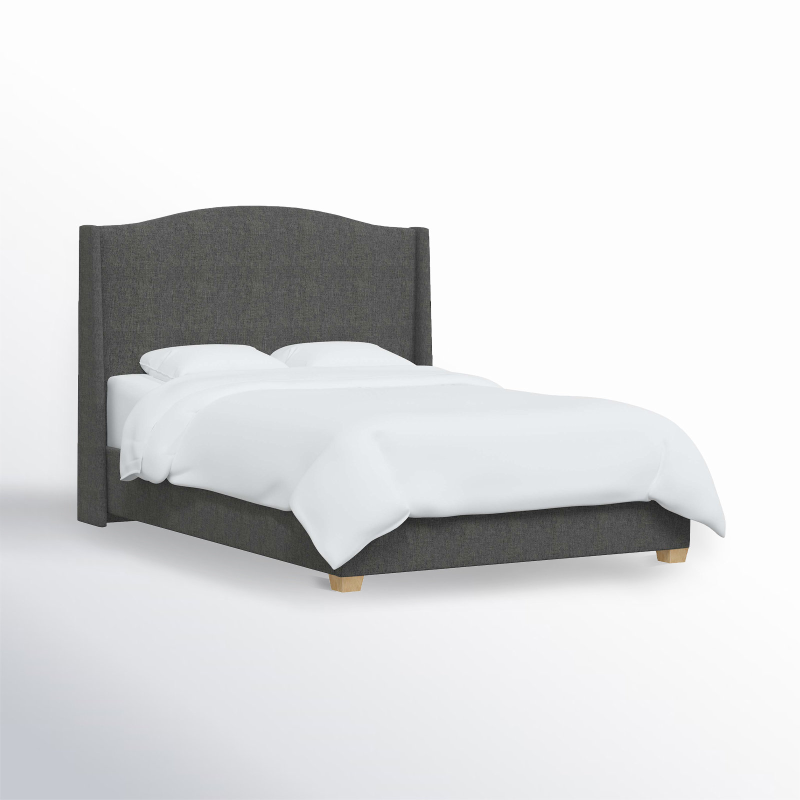 Allis Wingback Platform Bed, Queen, Zuma Charcoal Textured Linen