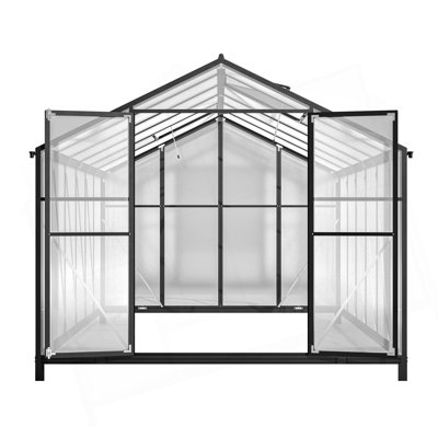 8' x 12' Outdoor greenhouse, heavy duty polycarbonate greenhouse, large walk-in greenhouse with double doors and two ventilation windows, aluminum greenhouse for outdoor greenhouse garden backyard