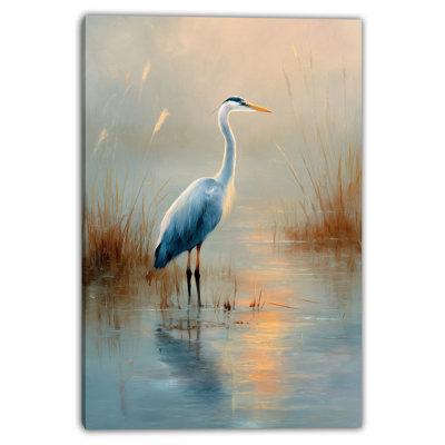 Mistlit Marsh Heron - Art mural sur toile tendue