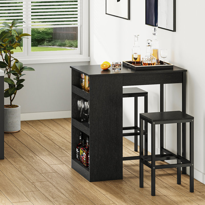 Rechaba 91 cm Bar Set Bar Cabinet, Black