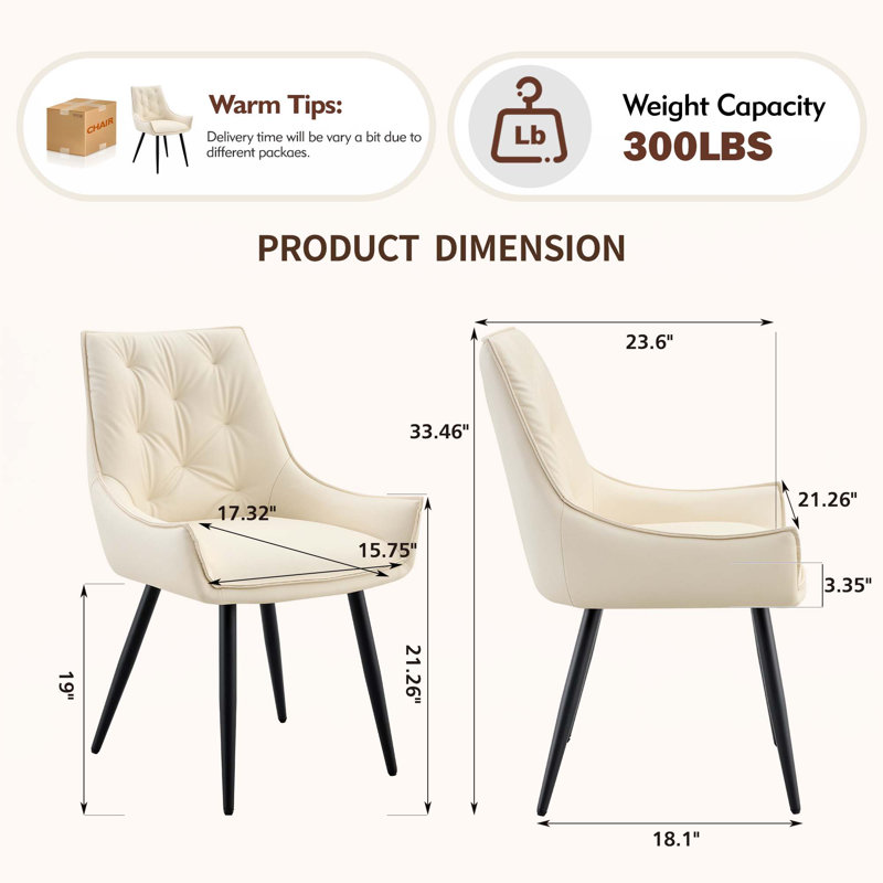 PU Dining Chairs, Off White, 4