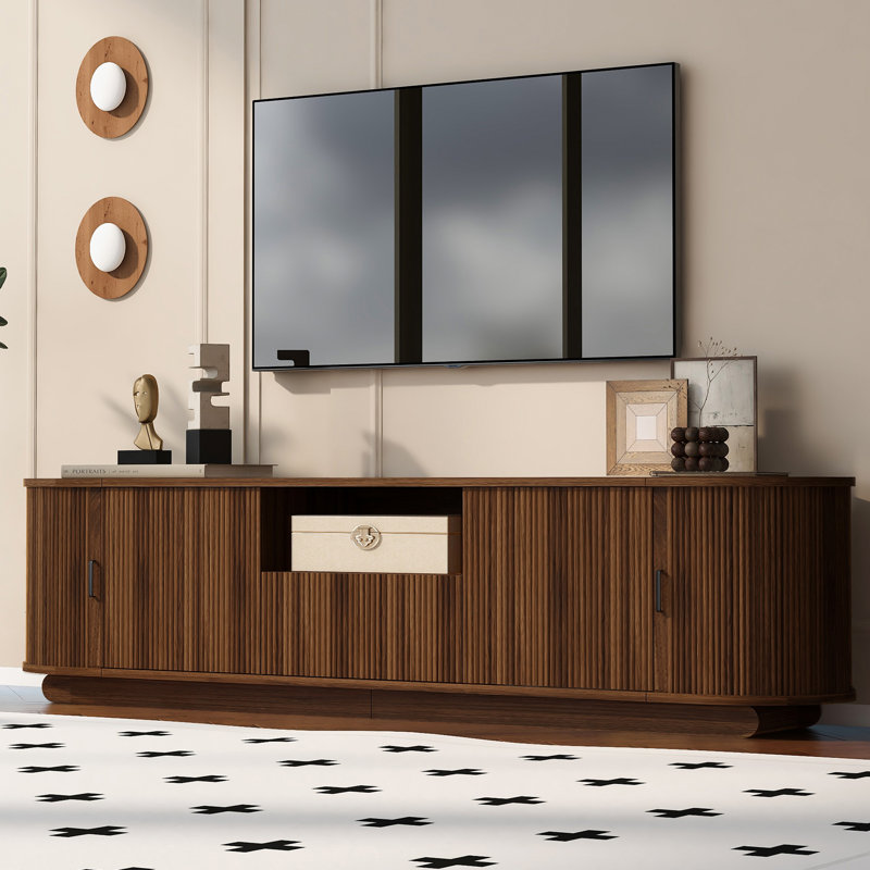 Meuble télé 79 po avec tablette ouverte, Brun antique