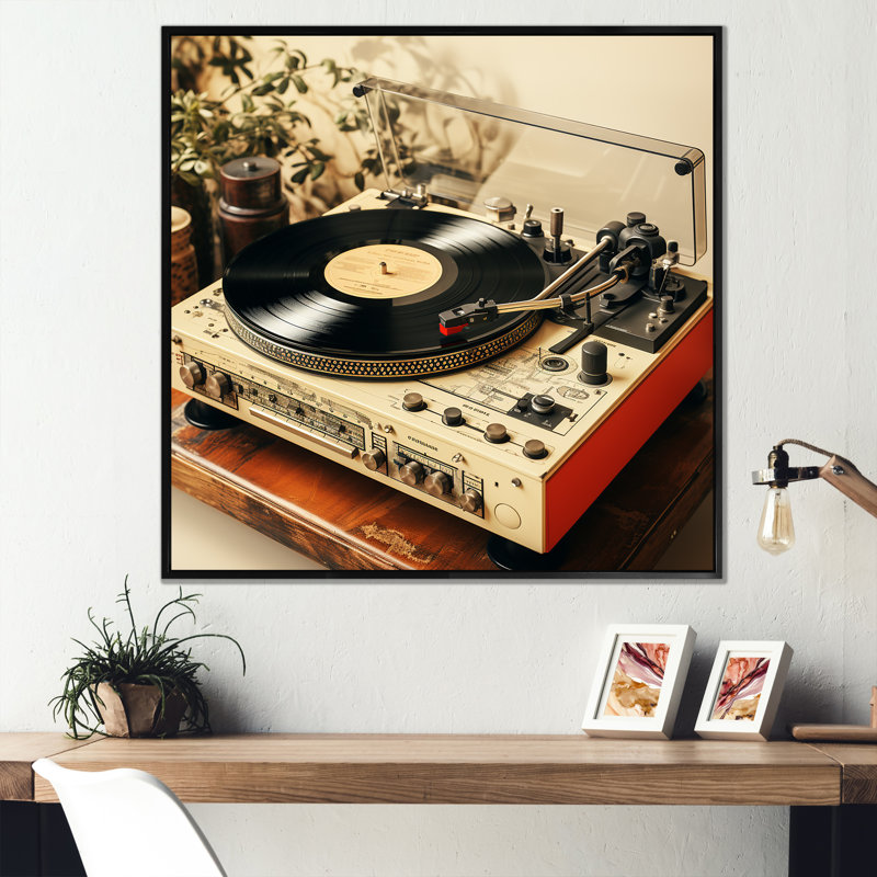 Art mural rétro vinyle vinyle Melody III - Platines, Noir, H 30 po x l 30 po
