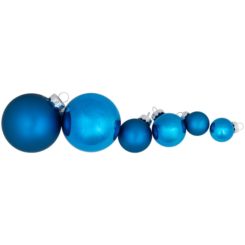 40-Piece Blue Matte and Shiny Glass Christmas Ball Ornament Set