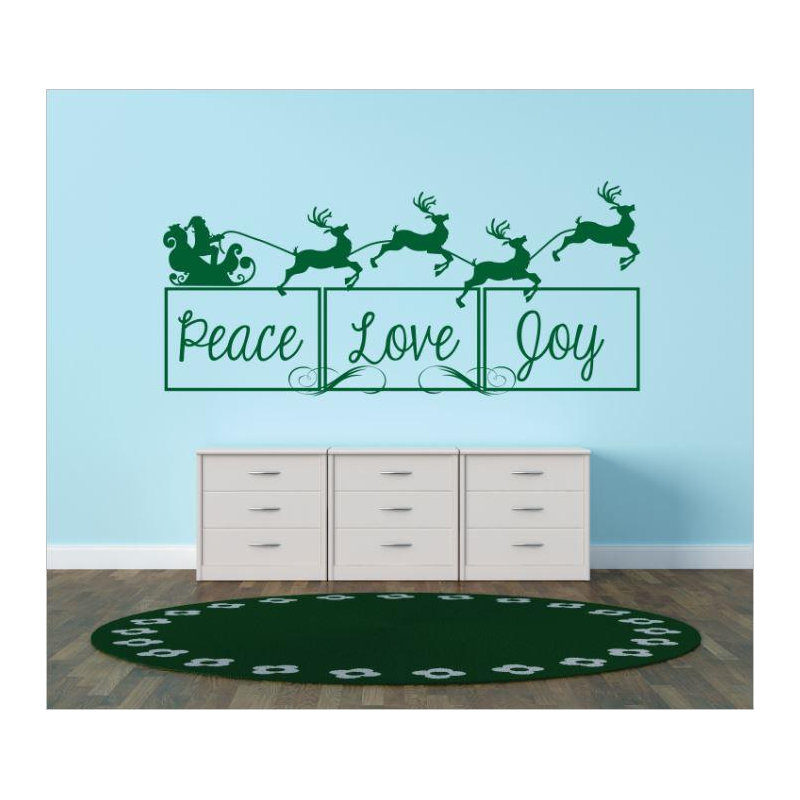 Décalcomanie murale paix love joy, Vert, H 8 po x l 20 po x P 0,16 po