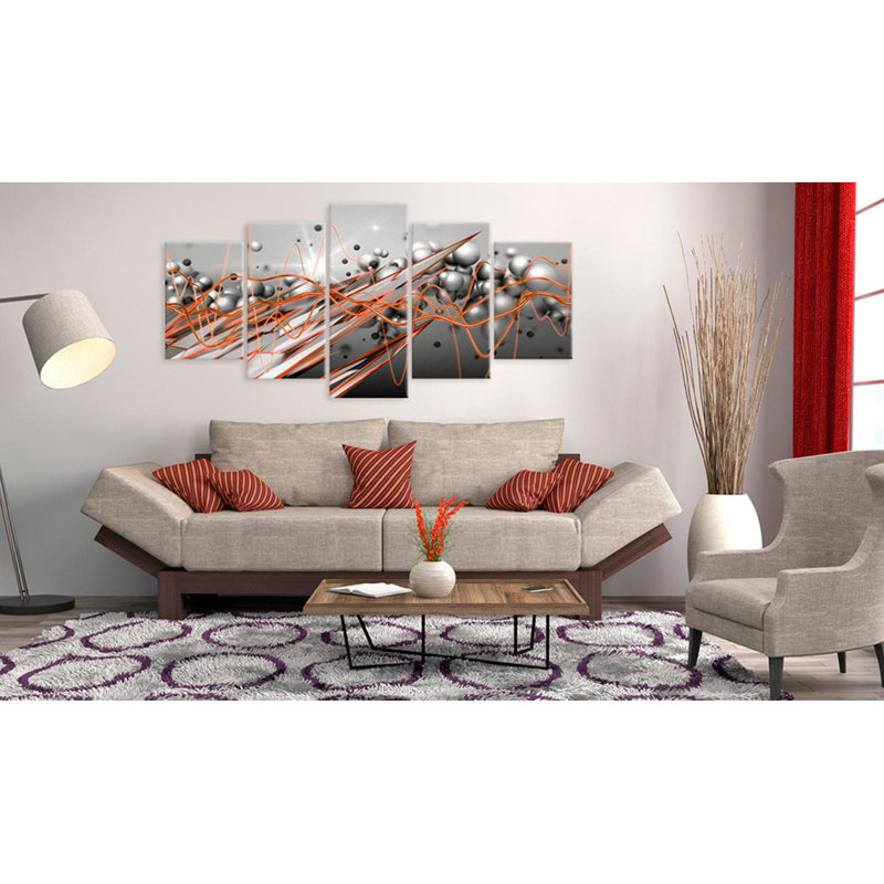 " Orange Stream " 5 - Pieces, 20" H x 40" W x 0.7" D