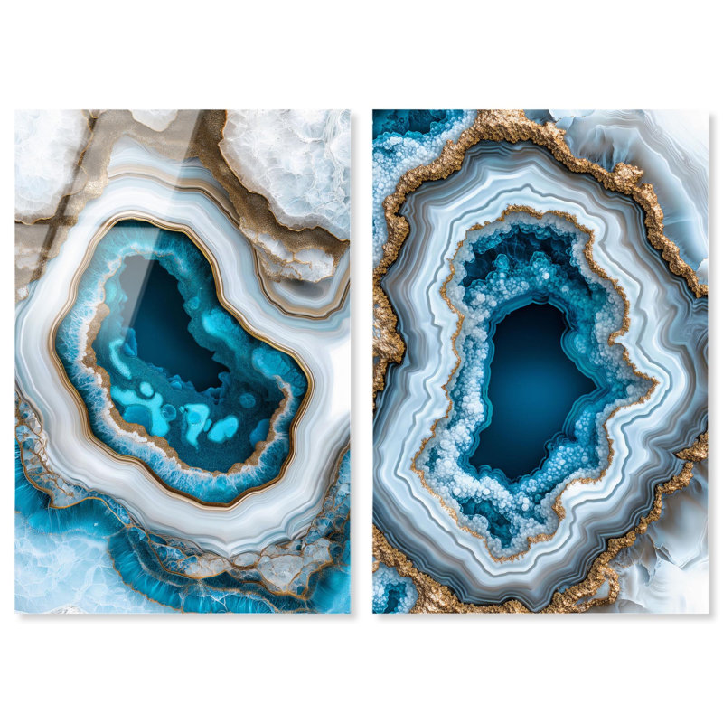 Ensemble de décorations murales en acrylique « Gilded Geode Eyes » par Art Remedy, prêt à  accrocher, 10 x 15