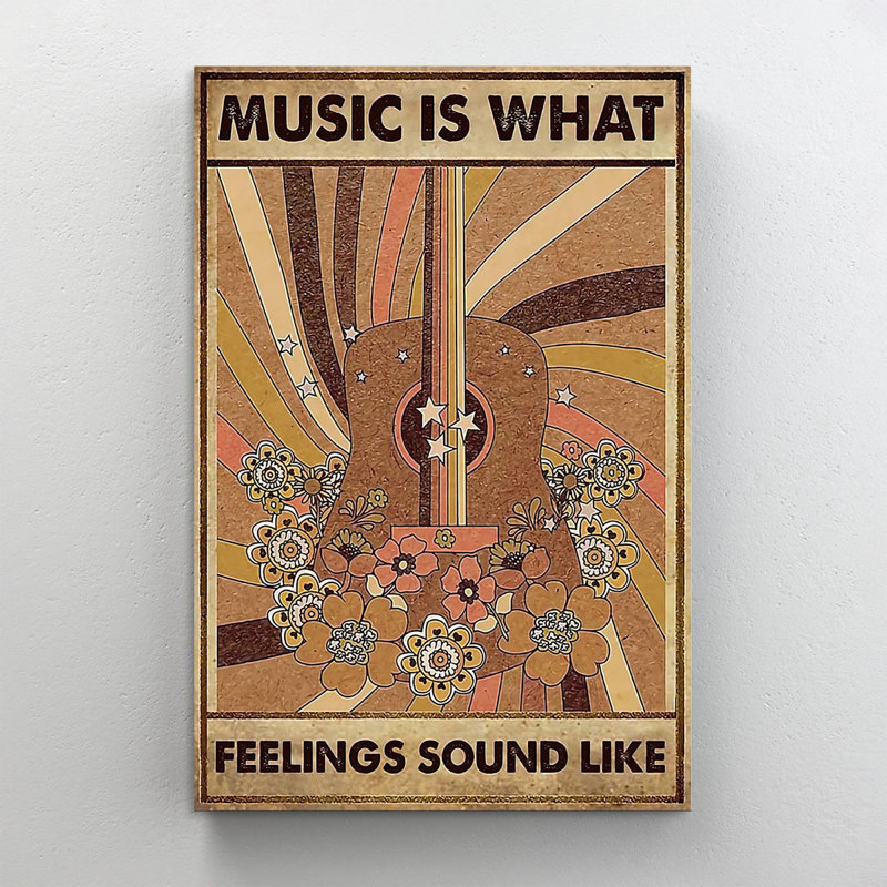 «Music Is What Feelings Sound Like 1 - 1 pièce», reproduction d'art graphique sur toile tendue, H 20 po x l 16 po x P 1,25 po