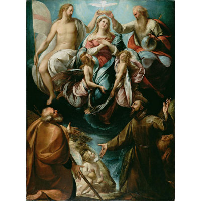 "Couronnement de la Vierge avec les saints Joseph et François d'Assise" par Giulio Cesare Procaccini - Art mural sur toile tendue avec châssis