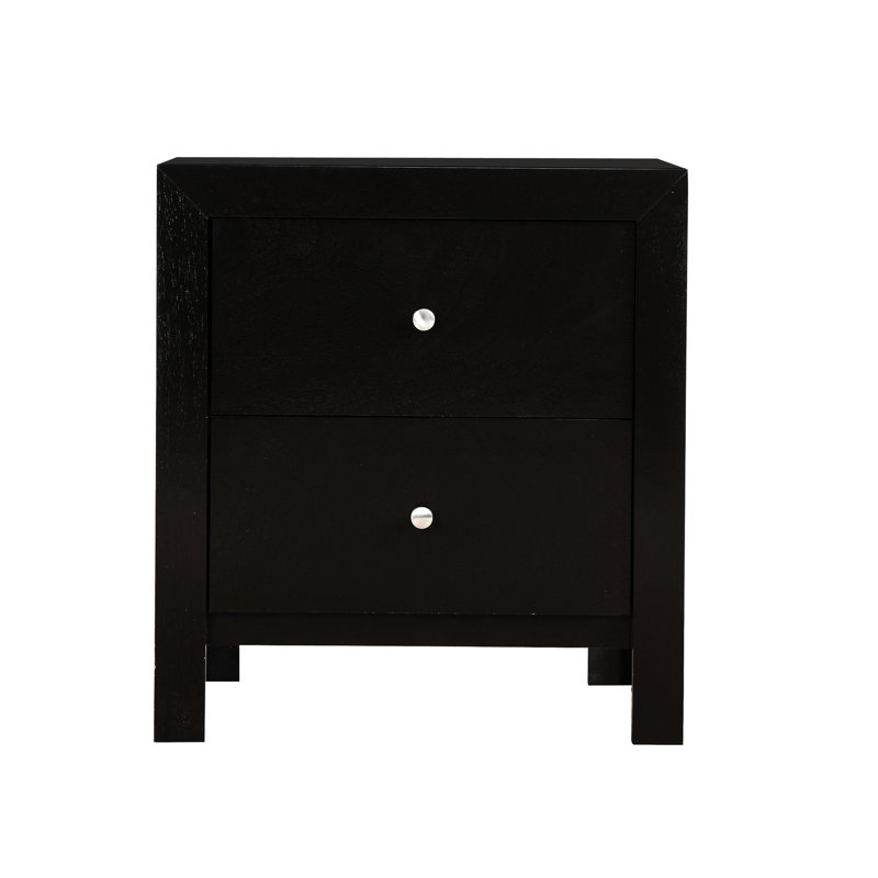 Chic table de chevet noire avec tiroirs de rangement - H 25 po x l 22 po x P 17 po, assemblage non requis, table de chevet instantanément prête
