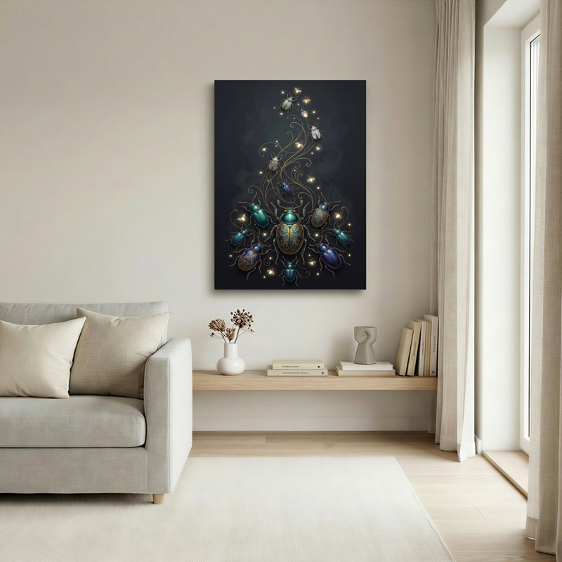 Ensemble de 1 tableau sur toile représentant des coléoptères lumineux, 24"H x 16"W, Wrapped Canvas