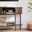 46.4" Farmhouse Half Moon Console Table With Fluted Sliding Doors and a Tambour Storage Cabinet-1719163005