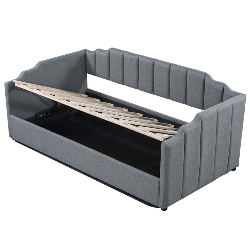 Daybed with Storage Space Underneath, Gray, Twin