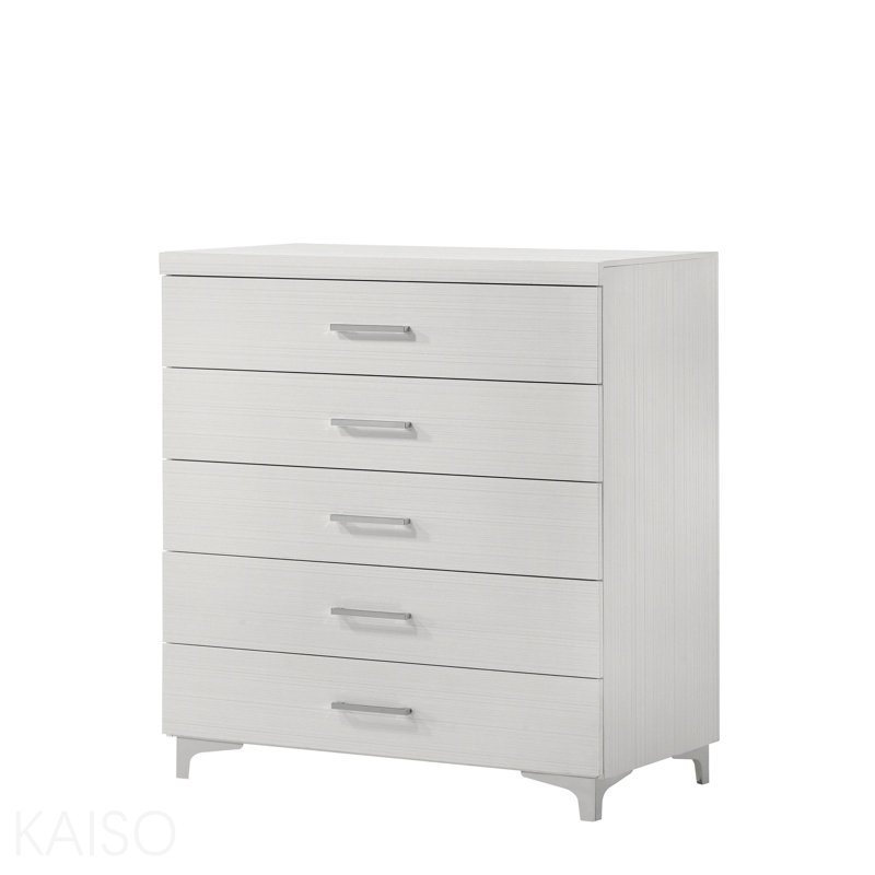 Commode blanche à 5 tiroirs avec pieds en métal