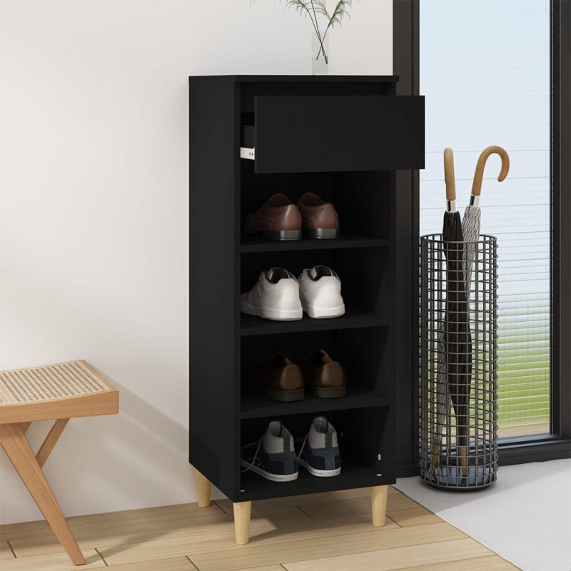  Armoire à chaussures en bois d'ingénierie, Noir