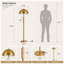 Lampe sur pied moderne de 65 po à 2 lumières, fini or brossé, abat-jour en dôme, accents de marbre et interrupteur au pied