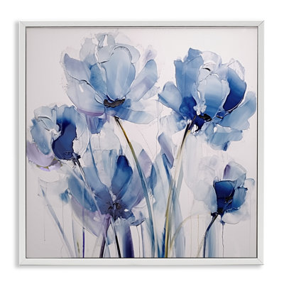 Abstrait, tulipes bleues grises, estampe numérique par Sasha
