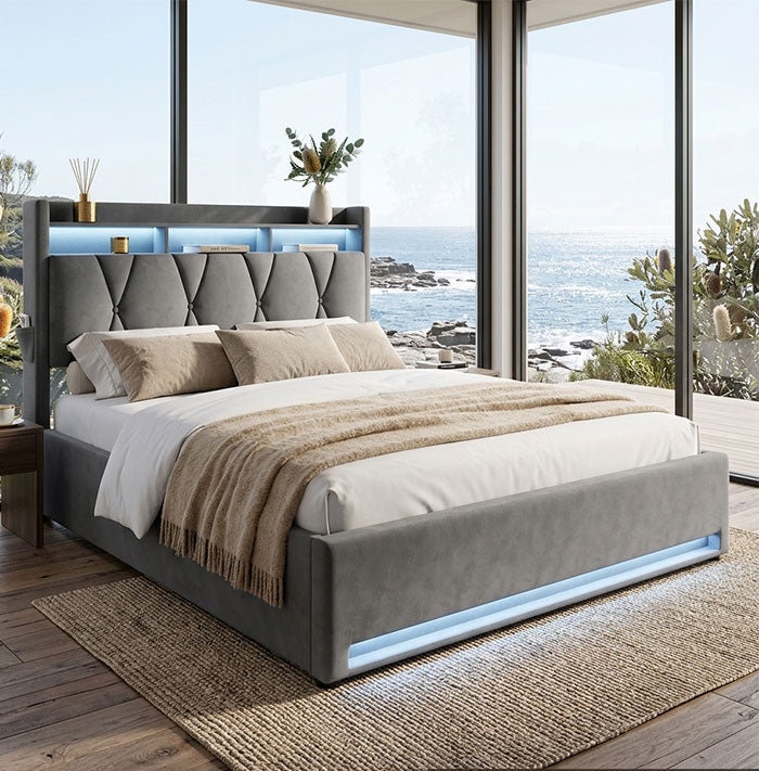 Upholstered Ottoman Bed, King