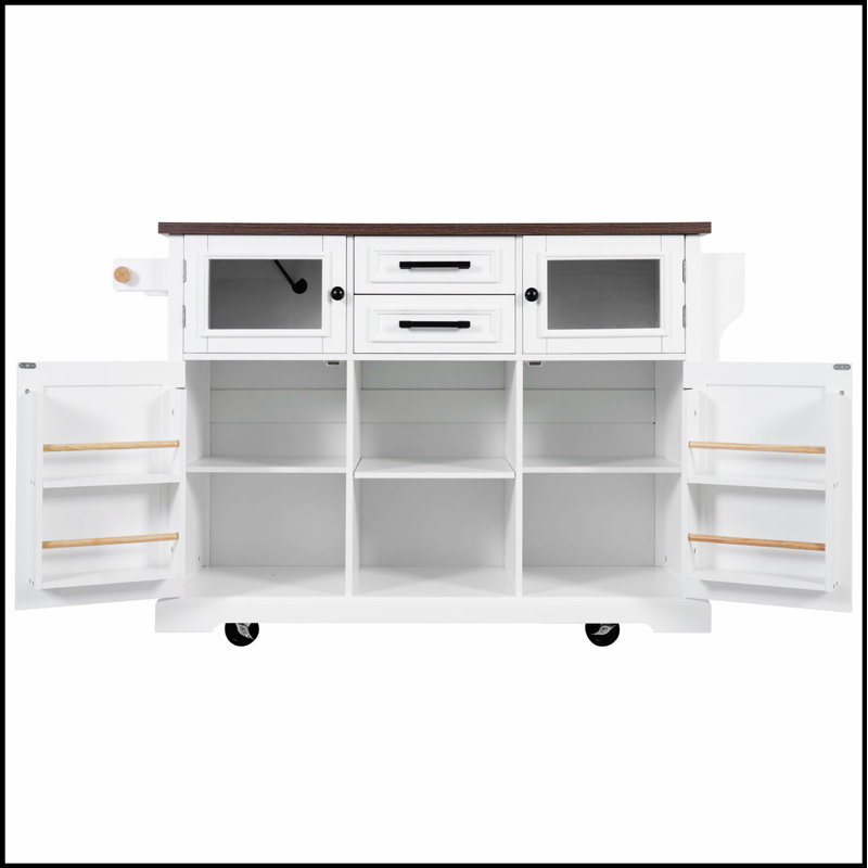 Îlot de cuisine rustique avec abattant, prises de courant et beaucoup de rangement sur roulettes, pour un décor de maison de campagne moderne