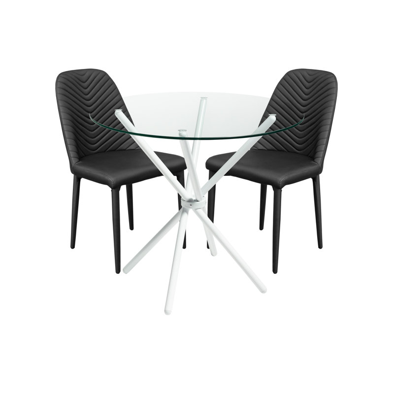 3 - Piece Criss Cross Dining Set, Black, Black
