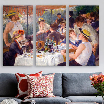 Ensemble de 3 reproductions d’art sur toile tendue, "the repas of the voiliering party" par pierre-auguste renoir