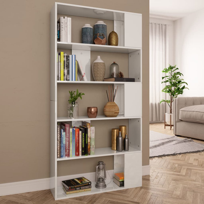 Aleccia 159cm H Bookcase, 159cm H x 80cm W x 24cm D, Brown