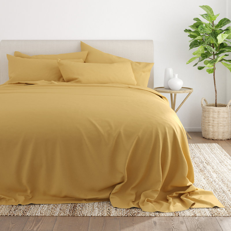 Ensemble de draps ultra-doux double brossé 6 pièces - Pochette profonde, infroissable, literie résistante à la décoloration