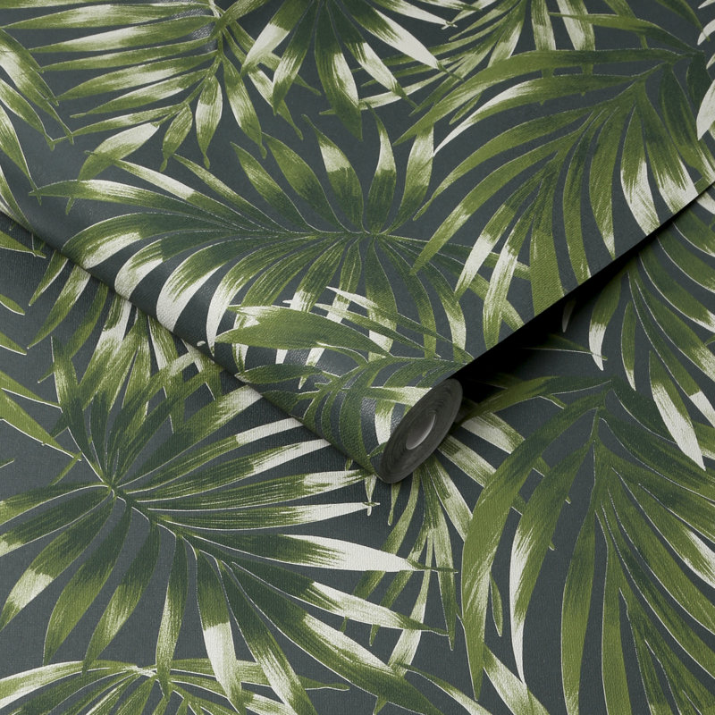 Kabuki Floral Vinyl Wallpaper Roll, Green