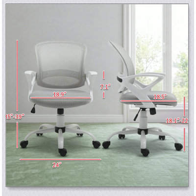Fauteuil de bureau pivotant à dossier mi-haut en maille, design ergonomique avec fonction de bascule et roulettes à roulement fluide pour un confort et une mobilité optimaux.