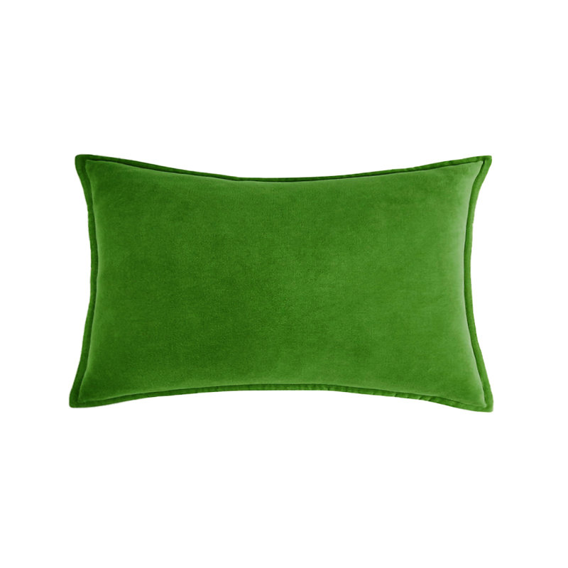 (Covers With Inserts) Set of 2 Rectangular Solid Colors With Lining Throw Pillows, Green