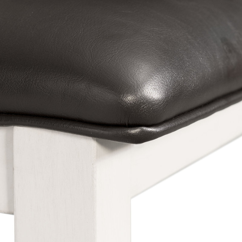 High Slat Ladderback Side Chair in White and Brown Faux Leather